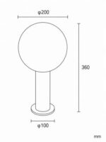 Balise de muret extérieure boule opaline noir aluminium E27 – Image 8