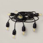 Kit Guirlande Waterproof 5.5m Noire + 8 Ampoules LED E27 Filament 4W Blanc chaud 2700K
