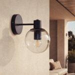 Applique murale extérieure noire métal et globe en verre E27 – Image 14
