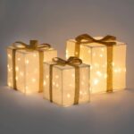 Pack de 3 Boîtes Cadeaux de Noël LED à Piles Noelle Or – Image 2