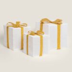 Pack de 3 Boîtes Cadeaux de Noël LED à Piles Noelle Or