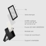 Projecteur extérieur LED noir aluminium verre dimmable – Image 10